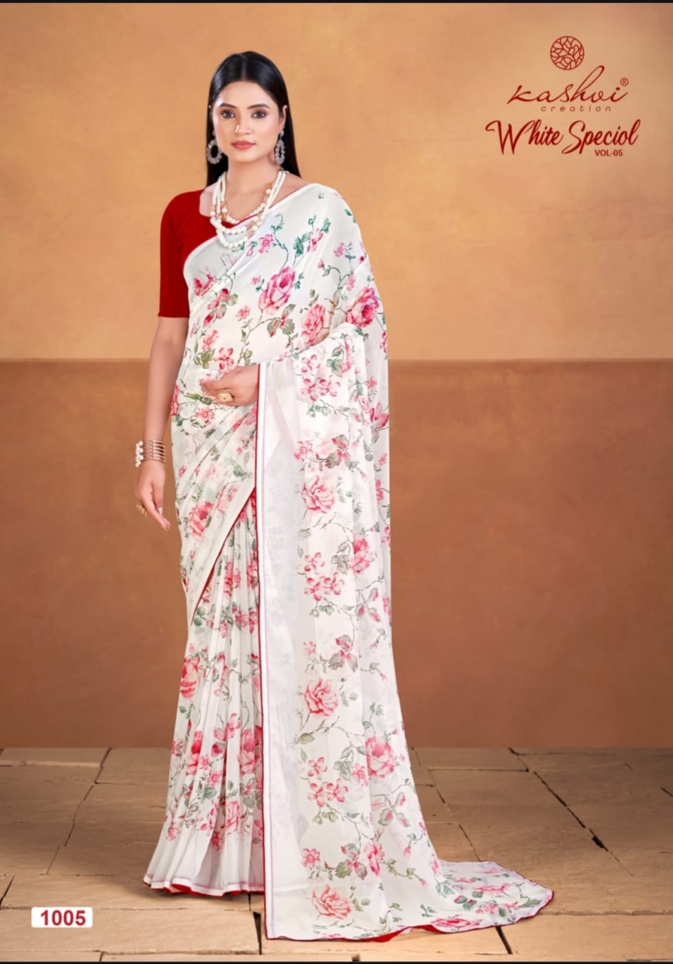 White Special Vol 5 By Kashvi Georgette Printed Sarees Suppliers In India